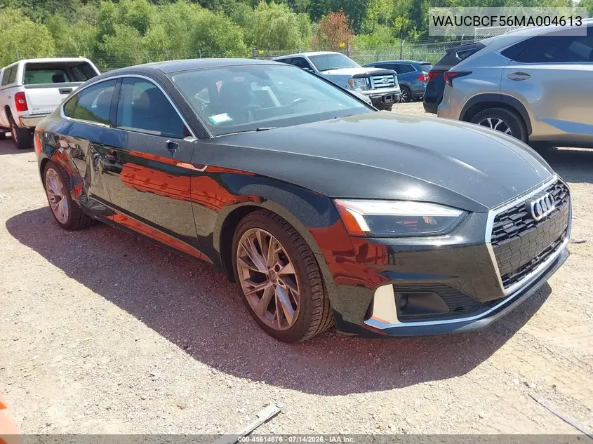 2021 Audi A5 Sportback Premium Plus 40 Tfsi Quattro S Tronic VIN: WAUCBCF56MA004613 Lot: 45614676