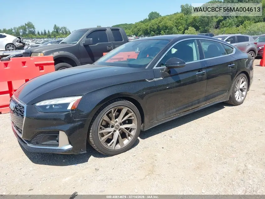 2021 Audi A5 Sportback Premium Plus 40 Tfsi Quattro S Tronic VIN: WAUCBCF56MA004613 Lot: 45614676