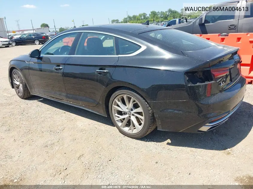 2021 Audi A5 Sportback Premium Plus 40 Tfsi Quattro S Tronic VIN: WAUCBCF56MA004613 Lot: 45614676