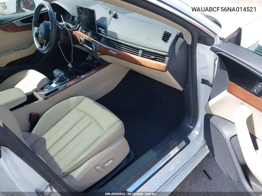 2022 Audi A5 Sportback Premium 40 Tfsi Quattro S Tronic VIN: WAUABCF56NA014521 Lot: 45382922