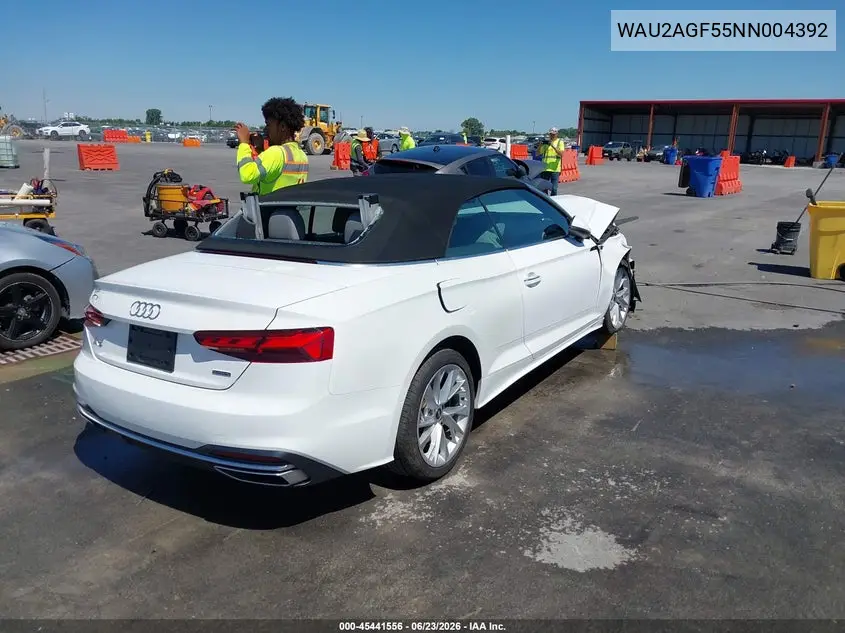 2022 Audi A5 Cabriolet Premium 45 Tfsi Quattro S Tronic VIN: WAU2AGF55NN004392 Lot: 45441556