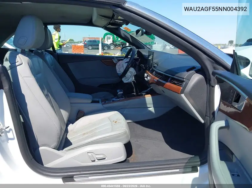 2022 Audi A5 Cabriolet Premium 45 Tfsi Quattro S Tronic VIN: WAU2AGF55NN004392 Lot: 45441556