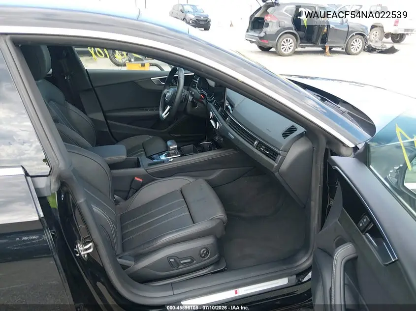 2022 Audi A5 Sportback Prestige 45 Tfsi S Line Quattro S Tronic VIN: WAUEACF54NA022539 Lot: 45596108