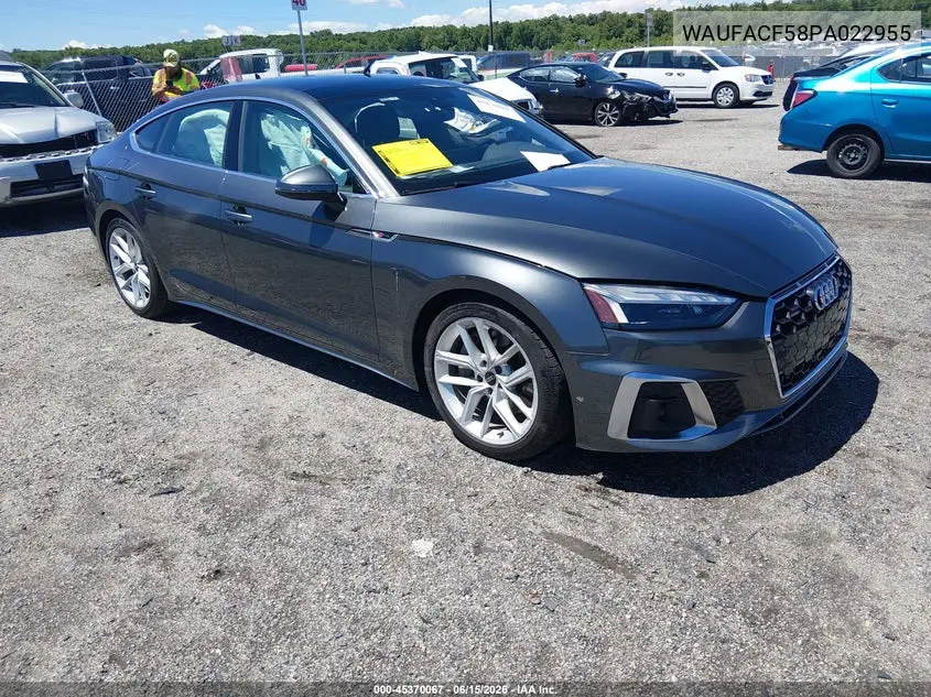 2023 Audi A5 Sportback Premium Plus 45 Tfsi S Line Quattro S Tronic VIN: WAUFACF58PA022955 Lot: 45370067