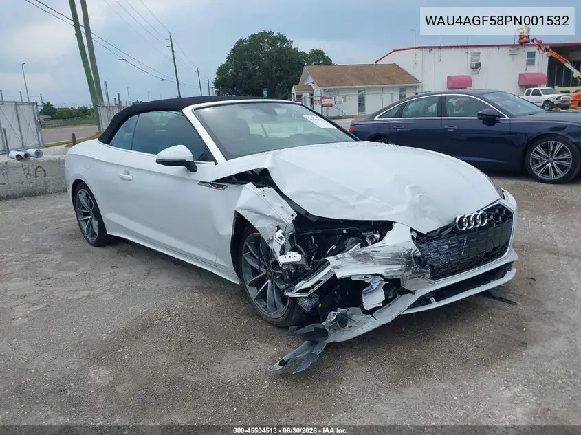 2023 Audi A5 Cabriolet Premium Plus 45 Tfsi S Line Quattro S Tronic VIN: WAU4AGF58PN001532 Lot: 45504513