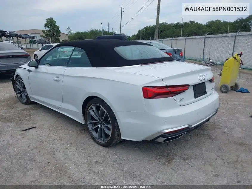 2023 Audi A5 Cabriolet Premium Plus 45 Tfsi S Line Quattro S Tronic VIN: WAU4AGF58PN001532 Lot: 45504513