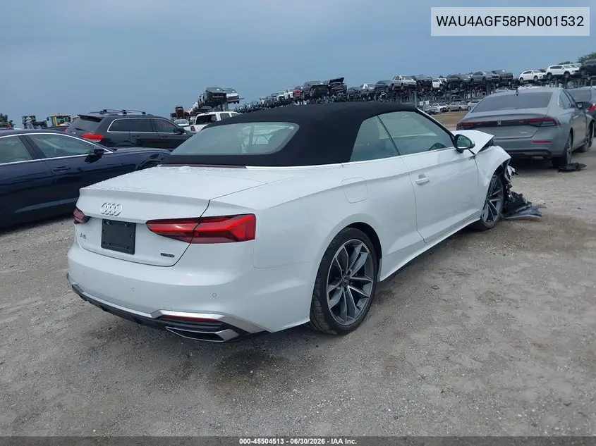 2023 Audi A5 Cabriolet Premium Plus 45 Tfsi S Line Quattro S Tronic VIN: WAU4AGF58PN001532 Lot: 45504513