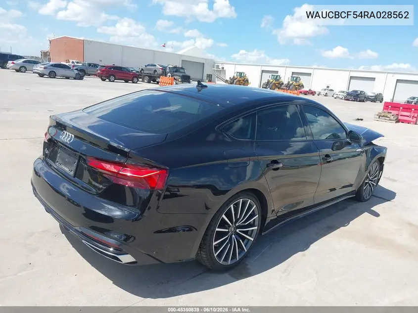 2024 Audi A5 Sportback Premium Plus 40 Tfsi Quattro S Tronic VIN: WAUCBCF54RA028562 Lot: 45350839