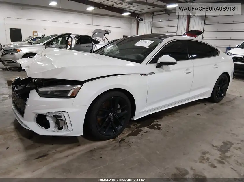 2024 Audi A5 Sportback Premium Plus 45 Tfsi Quattro S Tronic VIN: WAUFACF50RA089181 Lot: 45451109