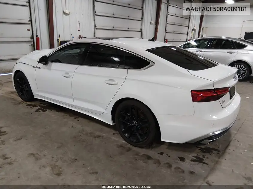 2024 Audi A5 Sportback Premium Plus 45 Tfsi Quattro S Tronic VIN: WAUFACF50RA089181 Lot: 45451109