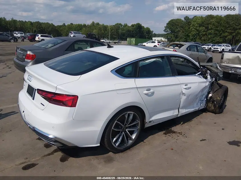 2024 Audi A5 Sportback Premium Plus 45 Tfsi Quattro S Tronic VIN: WAUFACF50RA119666 Lot: 45488229