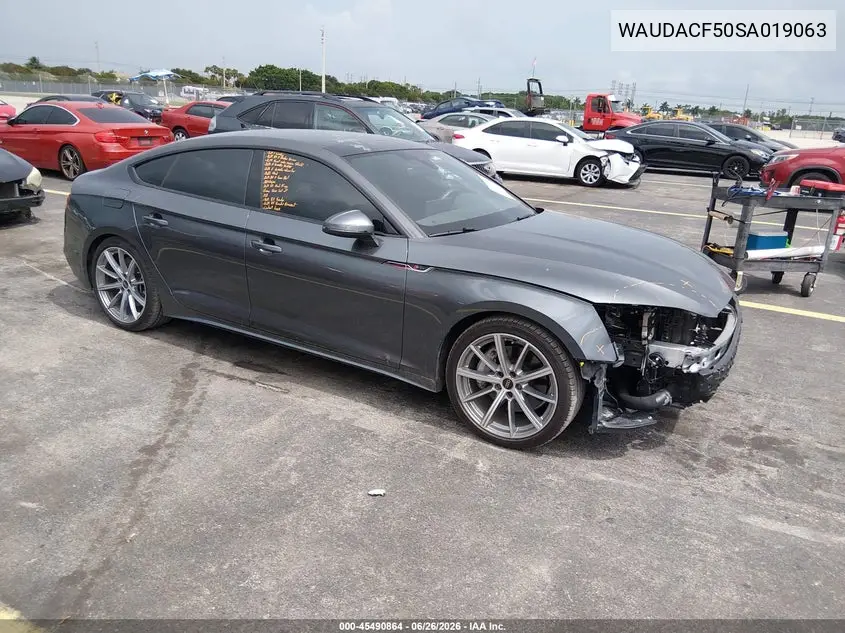 2025 Audi A5 Sportback Premium 45 Tfsi S Line Quattro S Tronic VIN: WAUDACF50SA019063 Lot: 45490864