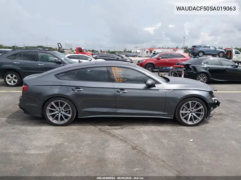 2025 Audi A5 Sportback Premium 45 Tfsi S Line Quattro S Tronic VIN: WAUDACF50SA019063 Lot: 45490864