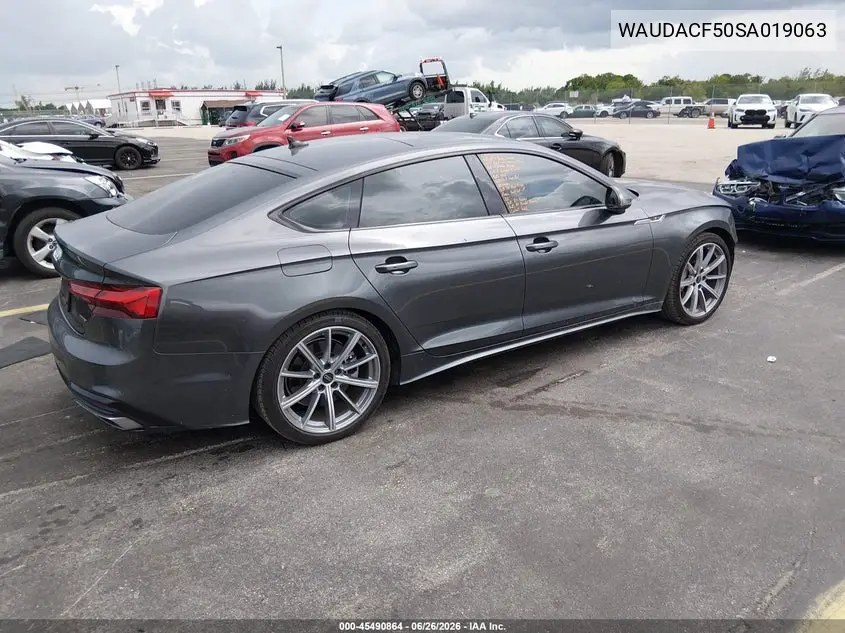 2025 Audi A5 Sportback Premium 45 Tfsi S Line Quattro S Tronic VIN: WAUDACF50SA019063 Lot: 45490864