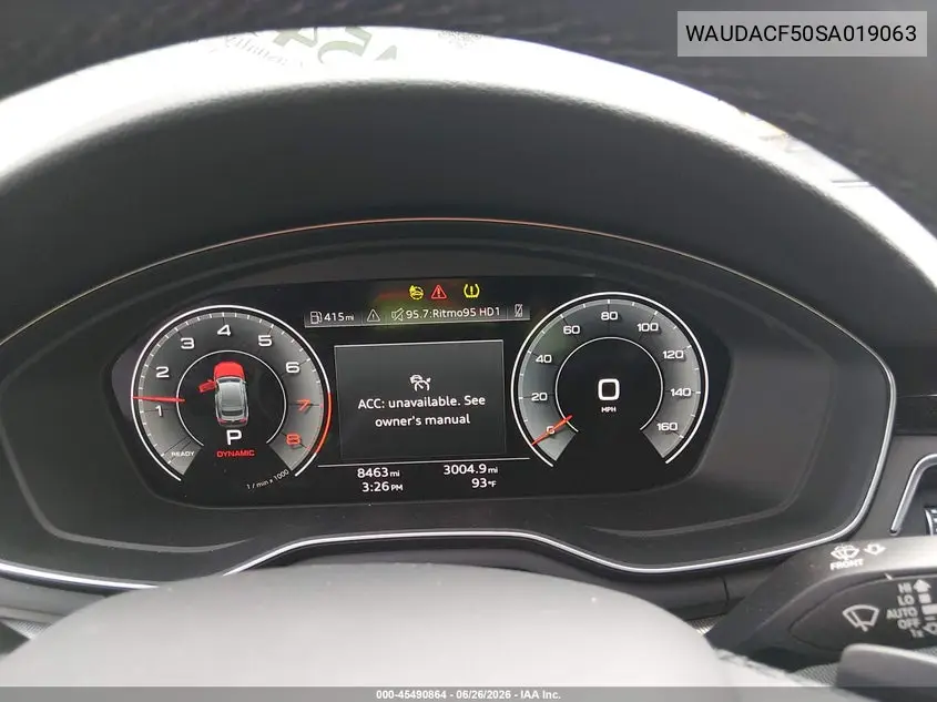 2025 Audi A5 Sportback Premium 45 Tfsi S Line Quattro S Tronic VIN: WAUDACF50SA019063 Lot: 45490864