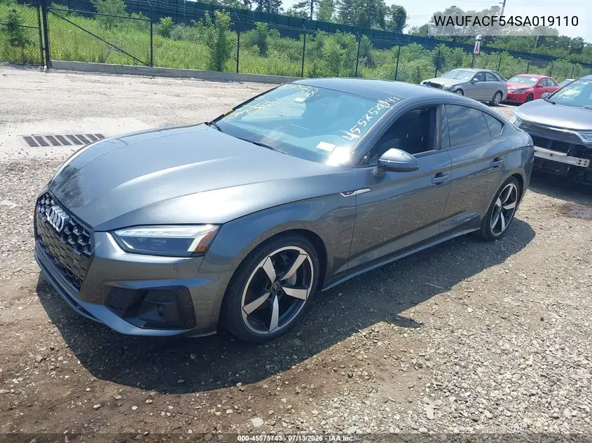 2025 Audi A5 Sportback Premium Plus 45 Tfsi S Line Quattro S Tronic VIN: WAUFACF54SA019110 Lot: 45575743