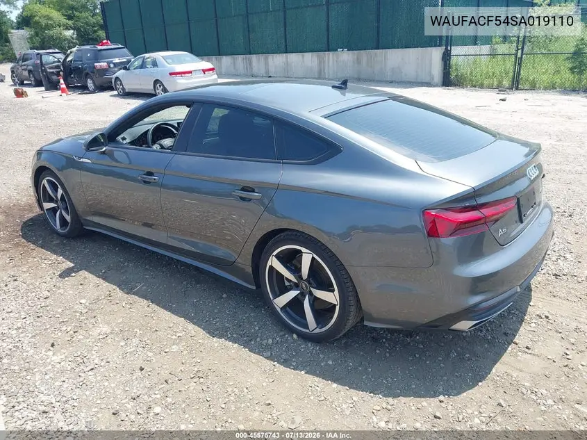 2025 Audi A5 Sportback Premium Plus 45 Tfsi S Line Quattro S Tronic VIN: WAUFACF54SA019110 Lot: 45575743