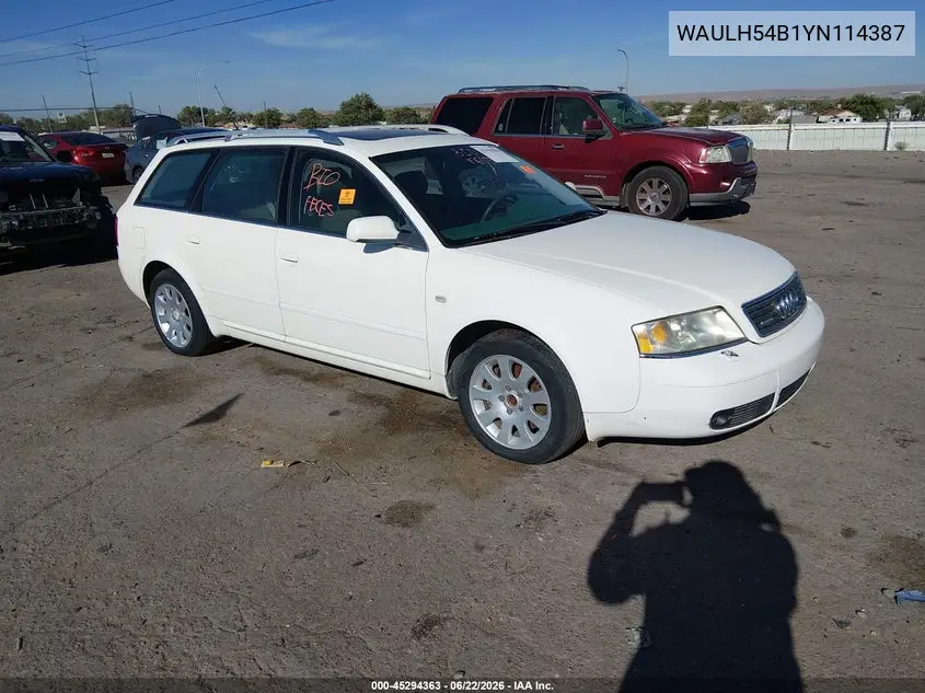 2000 Audi A6 Avant VIN: WAULH54B1YN114387 Lot: 45294363