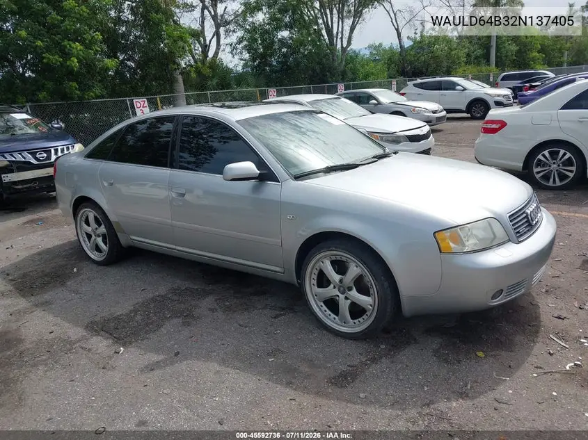 2002 Audi A6 2.7T VIN: WAULD64B32N137405 Lot: 45592736