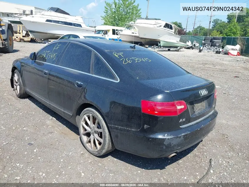 2009 Audi A6 3.0 Premium VIN: WAUSG74F29N024342 Lot: 45504490