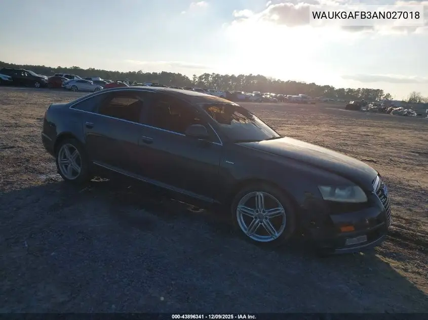 WAUKGAFB3AN027018 2010 Audi A6 3.0 Premium