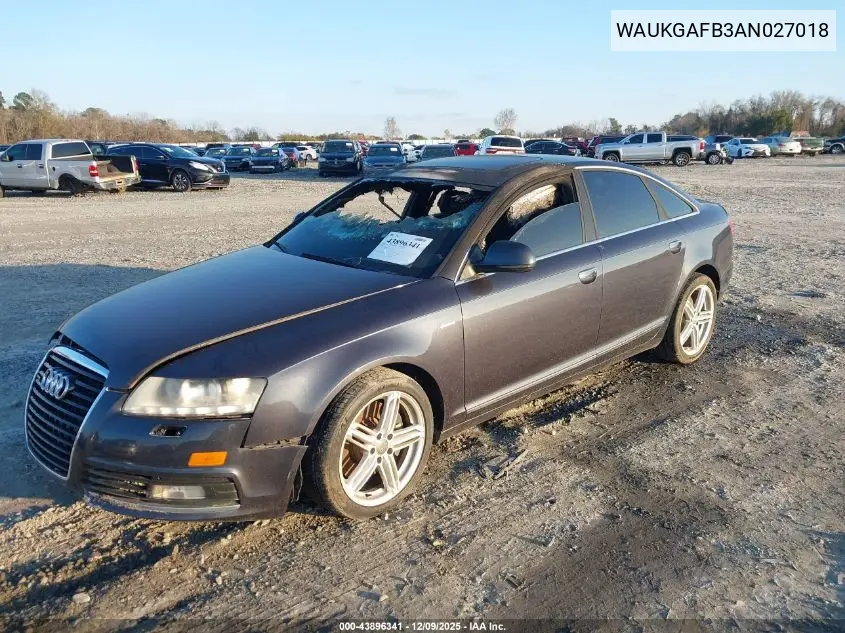 WAUKGAFB3AN027018 2010 Audi A6 3.0 Premium