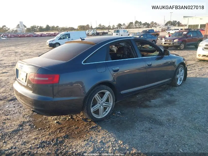 WAUKGAFB3AN027018 2010 Audi A6 3.0 Premium