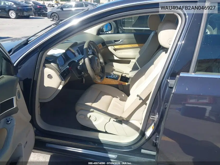 2010 Audi A6 3.0 Premium VIN: WAU4GAFB2AN046927 Lot: 45574096