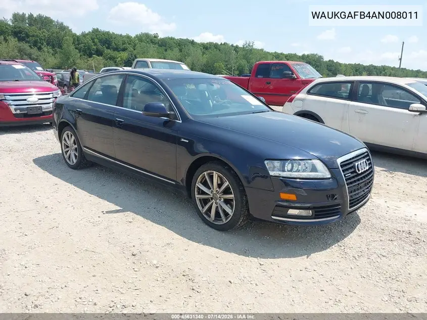 2010 Audi A6 3.0 Premium VIN: WAUKGAFB4AN008011 Lot: 45631340