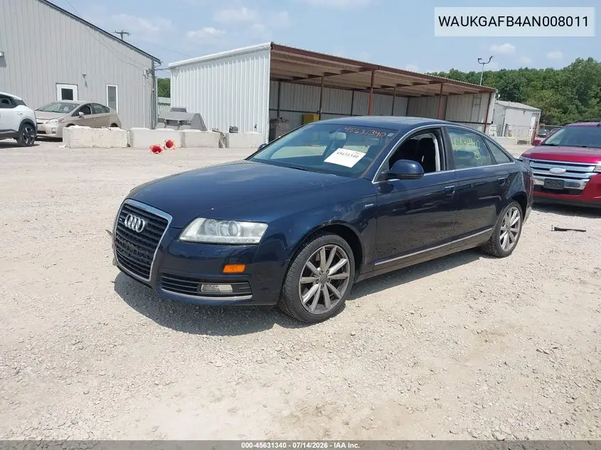 2010 Audi A6 3.0 Premium VIN: WAUKGAFB4AN008011 Lot: 45631340