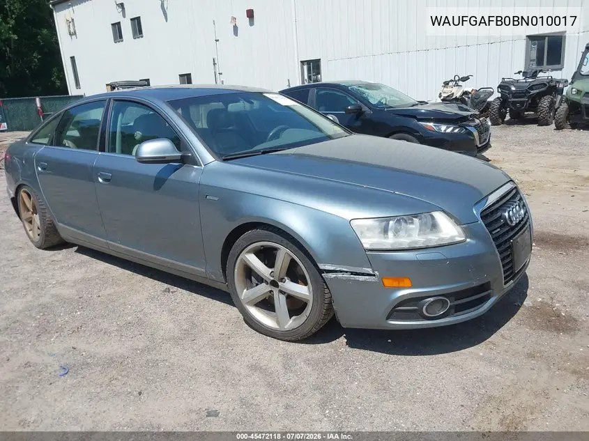 2011 Audi A6 3.0 Premium VIN: WAUFGAFB0BN010017 Lot: 45472118
