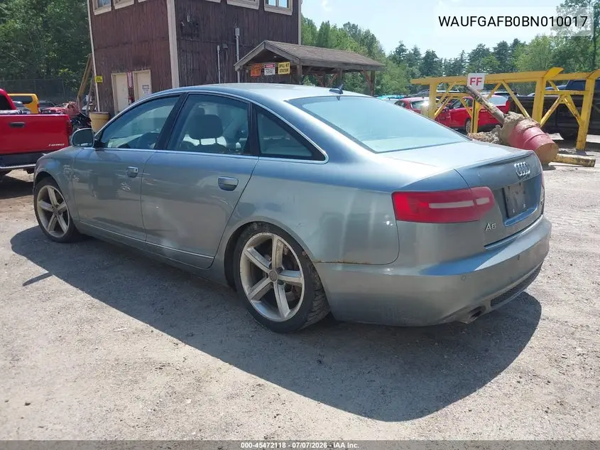 2011 Audi A6 3.0 Premium VIN: WAUFGAFB0BN010017 Lot: 45472118