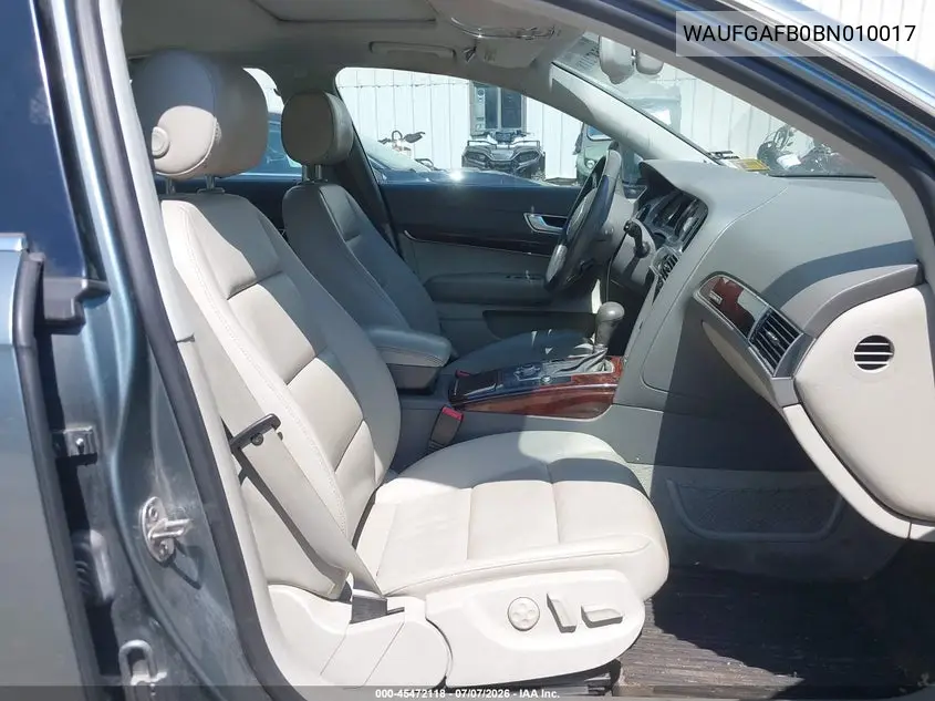 2011 Audi A6 3.0 Premium VIN: WAUFGAFB0BN010017 Lot: 45472118