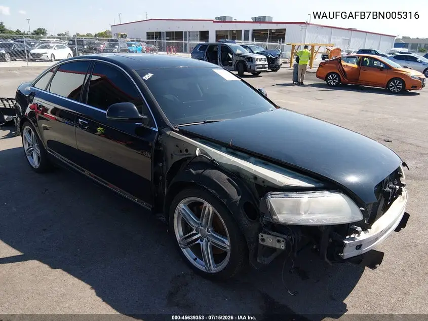 2011 Audi A6 3.0 Premium VIN: WAUFGAFB7BN005316 Lot: 45639353
