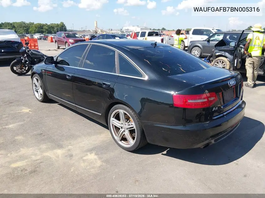 2011 Audi A6 3.0 Premium VIN: WAUFGAFB7BN005316 Lot: 45639353