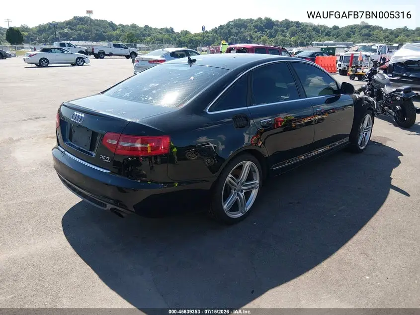 2011 Audi A6 3.0 Premium VIN: WAUFGAFB7BN005316 Lot: 45639353