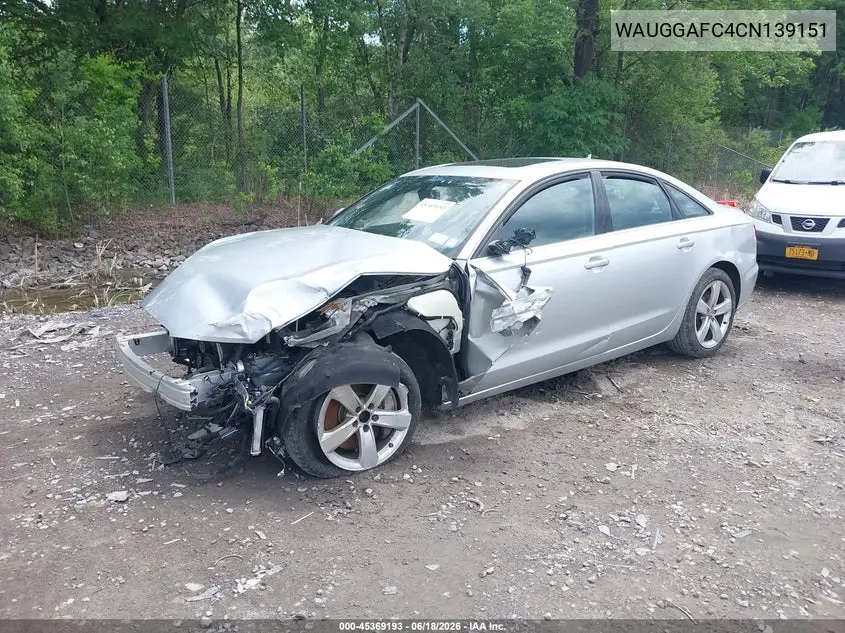 2012 Audi A6 3.0 Premium VIN: WAUGGAFC4CN139151 Lot: 45369193