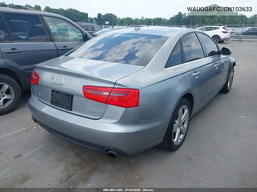2012 Audi A6 3.0T Premium Plus VIN: WAUGGAFC7CN103633 Lot: 45511444