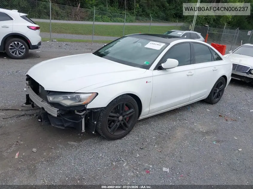 2012 Audi A6 3.0T Premium Plus VIN: WAUBGAFC4CN006237 Lot: 45681404