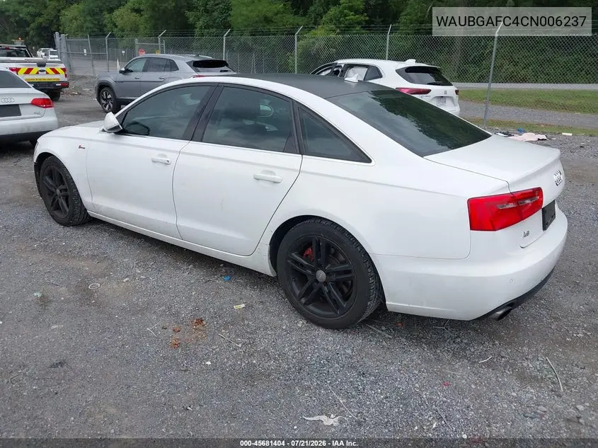 2012 Audi A6 3.0T Premium Plus VIN: WAUBGAFC4CN006237 Lot: 45681404