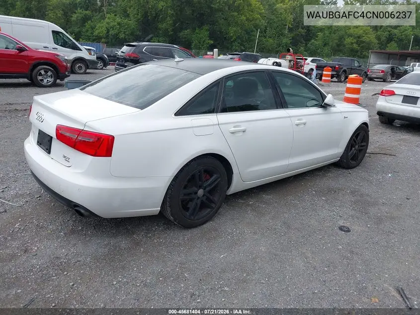 2012 Audi A6 3.0T Premium Plus VIN: WAUBGAFC4CN006237 Lot: 45681404