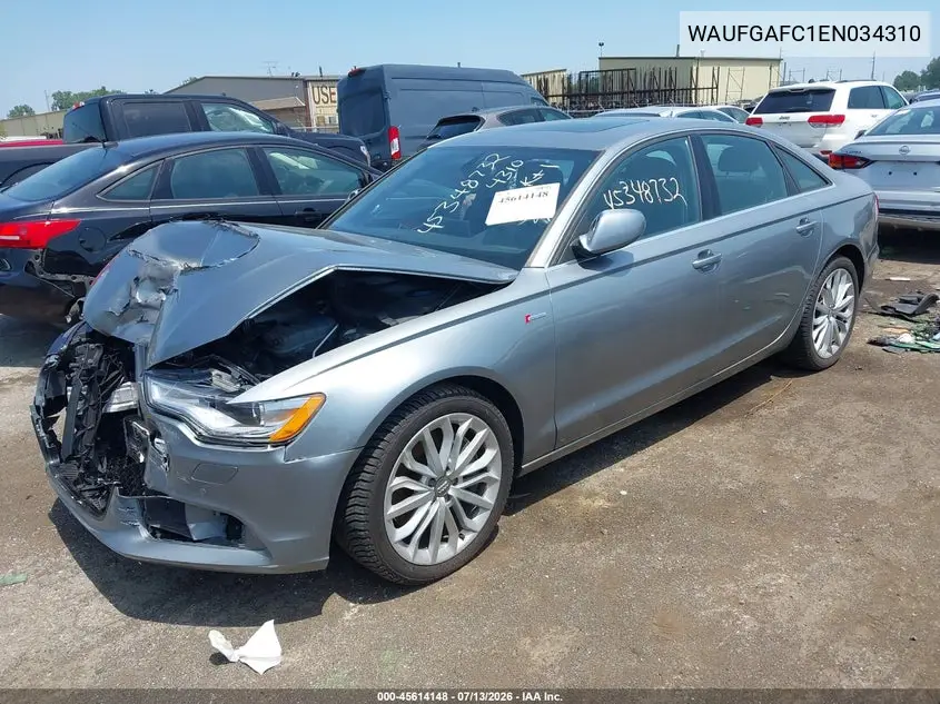 2014 Audi A6 3.0T Premium Plus VIN: WAUFGAFC1EN034310 Lot: 45614148