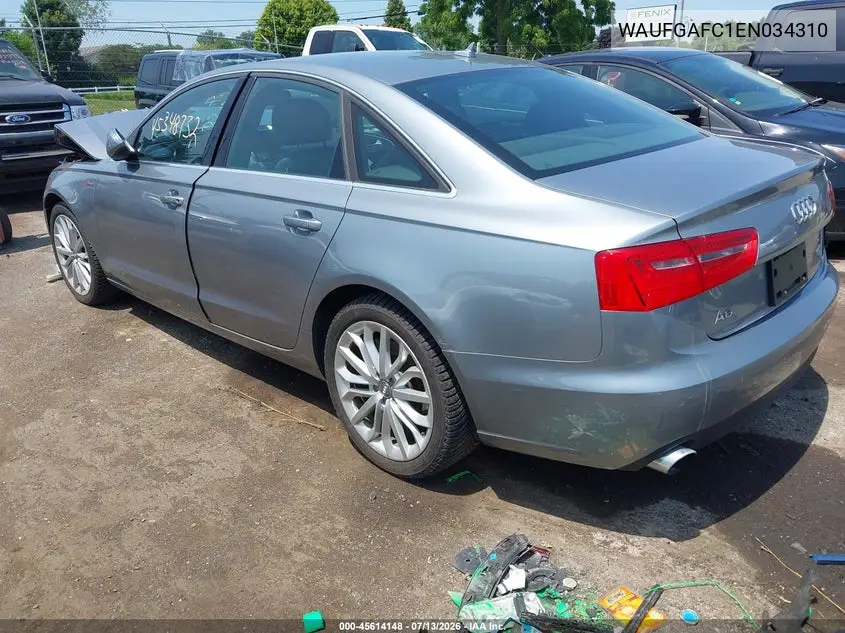 2014 Audi A6 3.0T Premium Plus VIN: WAUFGAFC1EN034310 Lot: 45614148