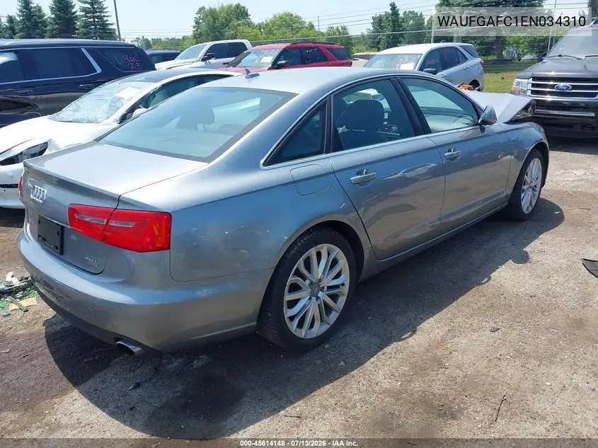 2014 Audi A6 3.0T Premium Plus VIN: WAUFGAFC1EN034310 Lot: 45614148
