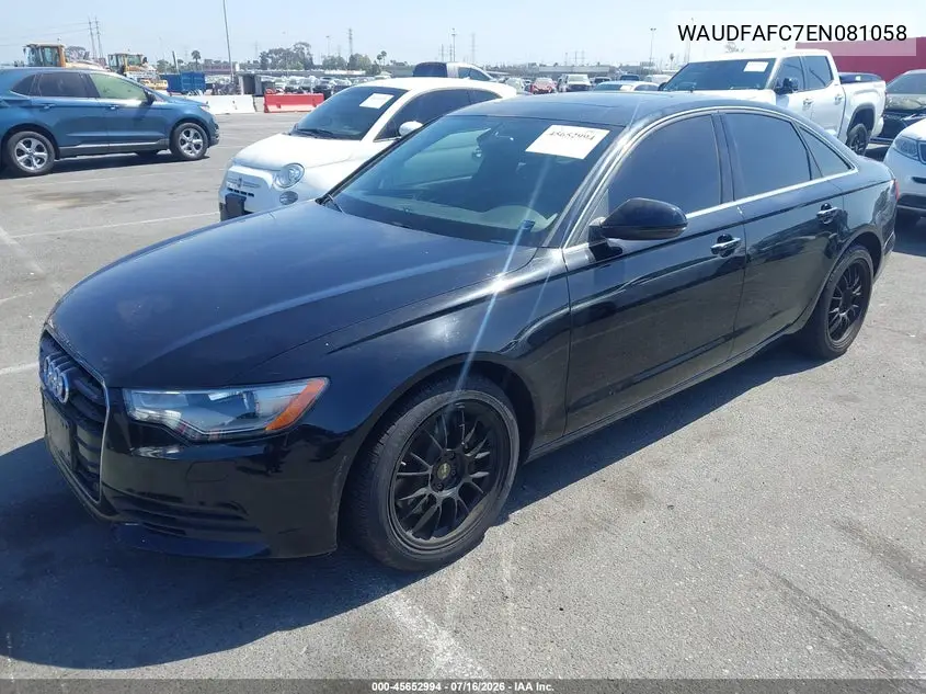 2014 Audi A6 2.0T Premium VIN: WAUDFAFC7EN081058 Lot: 45652994