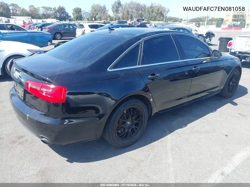 2014 Audi A6 2.0T Premium VIN: WAUDFAFC7EN081058 Lot: 45652994