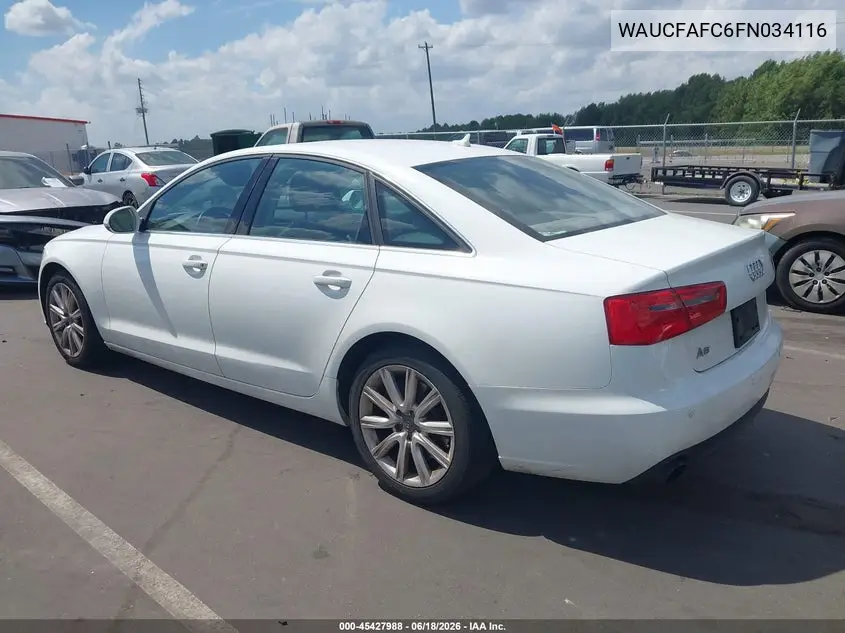 2015 Audi A6 2.0T Premium VIN: WAUCFAFC6FN034116 Lot: 45427988