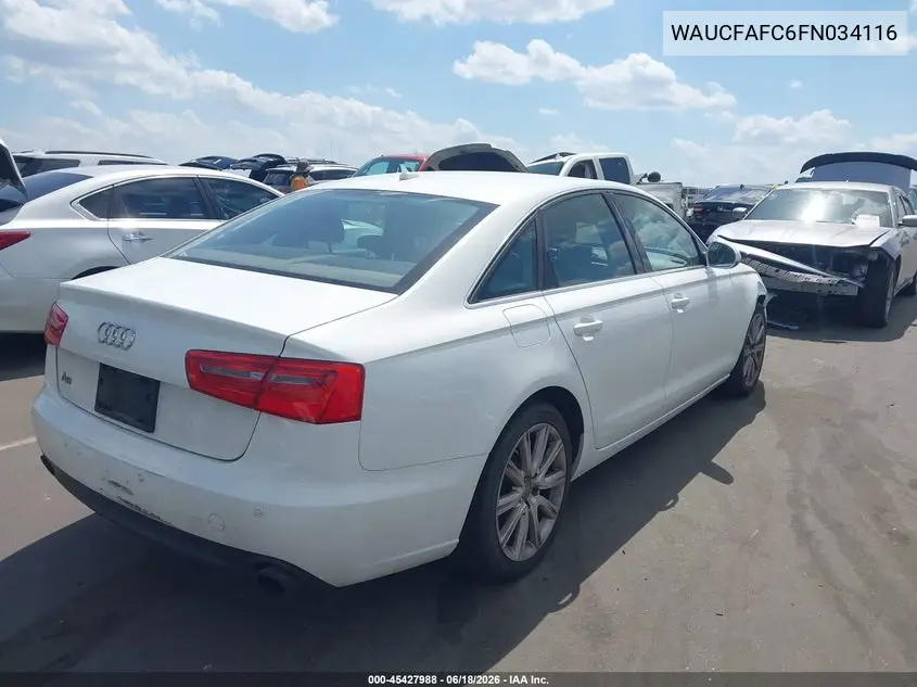 2015 Audi A6 2.0T Premium VIN: WAUCFAFC6FN034116 Lot: 45427988