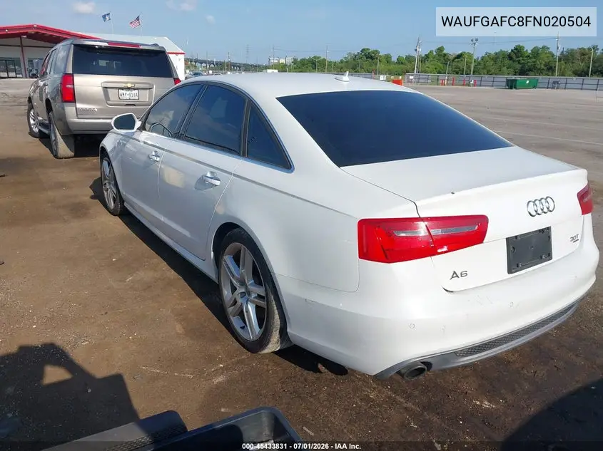 2015 Audi A6 3.0T Premium Plus VIN: WAUFGAFC8FN020504 Lot: 45433831