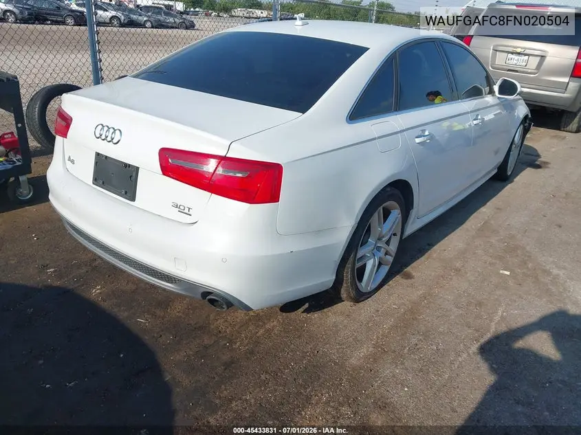 2015 Audi A6 3.0T Premium Plus VIN: WAUFGAFC8FN020504 Lot: 45433831